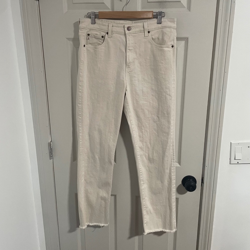 Adriano Goldschmied Saige‎ Jeans Women 31 Cream Hi Rise Straight Leg Minimalist
